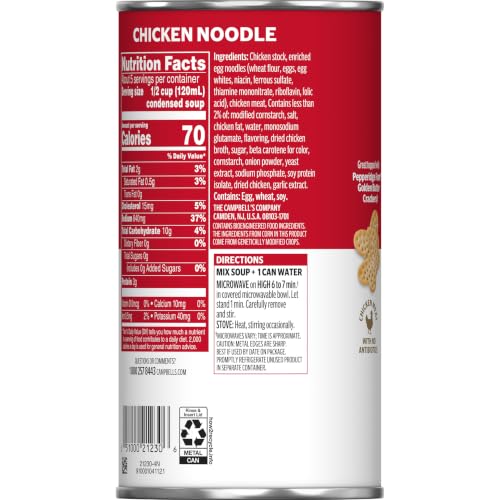 Image of Campbell's Condensed Chicken Noodle Soup Dry Egg Noodle Recipe, 22.4 oz Family Size Can (12 Pack)