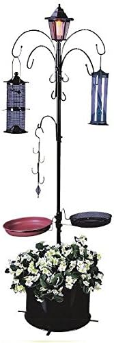 SOLAR BIRD HOTEL FEEDER & BATH WITH LIGHT GARDEN ORNAMENTAL BIRDS TABLE STATION