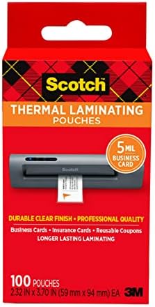 Scotch Thermal Laminating Pouches, 5 Mil Thick for Extra Protection, 2.32 x 3.70-Inches, Business Card Size, 100-Pack (TP5851-100)