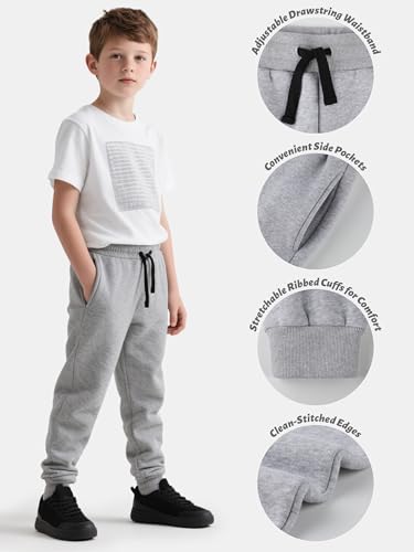 4 Pack Boys Sweatpants Cotton Fleece Lined Boys Athletic Joggers, Active Sweat Pants with Pockets Drawstring for Kids Youth3