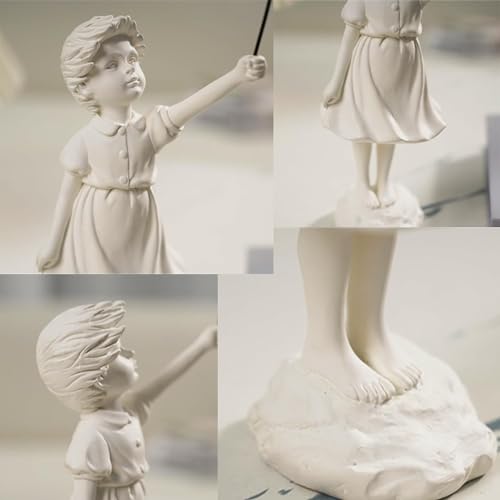 CHEYLIZI Statue Fliegende Ballon Mädchen Figur, Home Decor Moderne Kunst Skulptur, Harz Figur Handwerk Ornament schwarz.