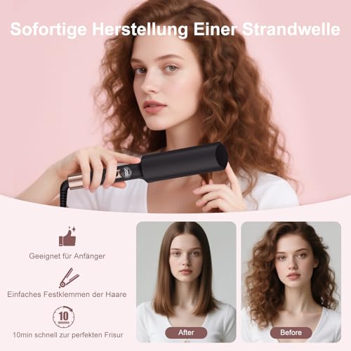 AISEELY 20mm Welleneisen für Haare,2 Fässer Mini Beach Waves Lockenstab,Welleneisen Kleine Wellen,Einstellbare 5 Temperatur (120°C-200°C), Hitzeschutz & Reisesicherung | Locken für alle Haartypen