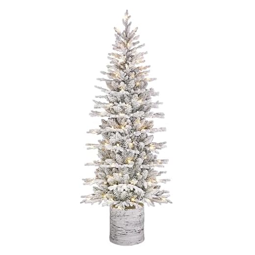 Pre-Lit Potted Flocked Christmas Tree