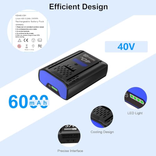 Image of 1 Pack 6.0Ah Lithium-ion Replacement for Kobalt 40V Battery Compatible with KPM1040A-03, KM-1640-06, KM 4040-06,Cordless Power Tool Battery