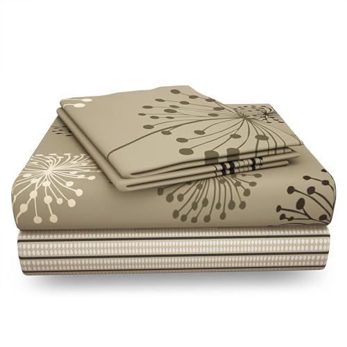 Image of Story@Home Cotton Bedsheet for Double Bed with 2 Pillow Covers 186 TC 225x250 cm, Beige, Floral Queen Size Bed Sheet | Perfect for Home Decor & Ultimate Comfort | Ideal for Gifting