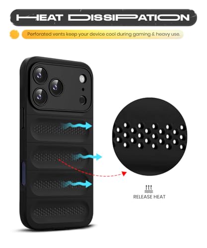 Image of WOW IMAGINE Ultimate Silicone Back Cover Case for iPhone 17 Pro | Heat Dissipation Thin Soft TPU | 360 Camera Protection | Breathable Cooling Holes - Pitch Black