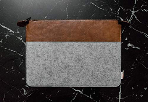 Image of OON 11 Inch Laptop Sleeve Felt Zipper Closure External Size 12 inchx 9 inch Pearl White Grey Easily fit 11 Inch Laptop Sleeve