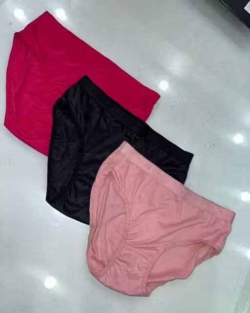 High Waist Women’s Panty Set Cotton Lycra Blend Comfortable Daily Fit Pack of 3 Pieces Multi 3 L-picture-34