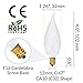 Simba Lighting Candelabra Flame Tip Frosted CA10 40W E12 Base (12 Pack) Decorative Incandescent Light Bulbs 120V for Chandeliers, Ceiling Fan Lights, Pendants, Wall Sconces, Dimmable, Warm White 2700K