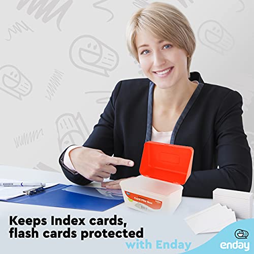 Enday Index Card Holder Red, 3x5 Note Flash Card Organizer Case, Stackable Index Card File with flip top, Notecard Recipe Purple, Red, Green, Blue, Grey, Pink Holder, Holds 250 Cards - Thumbnail 6