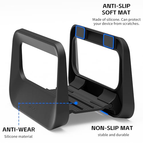 Vertical Laptop Stand for Desk,Plastics Laptop Holder Dock with Silicone Protection,Compatible with All MacBook/Surface/Samsung/HP/Dell/Chrome Book (Black)
