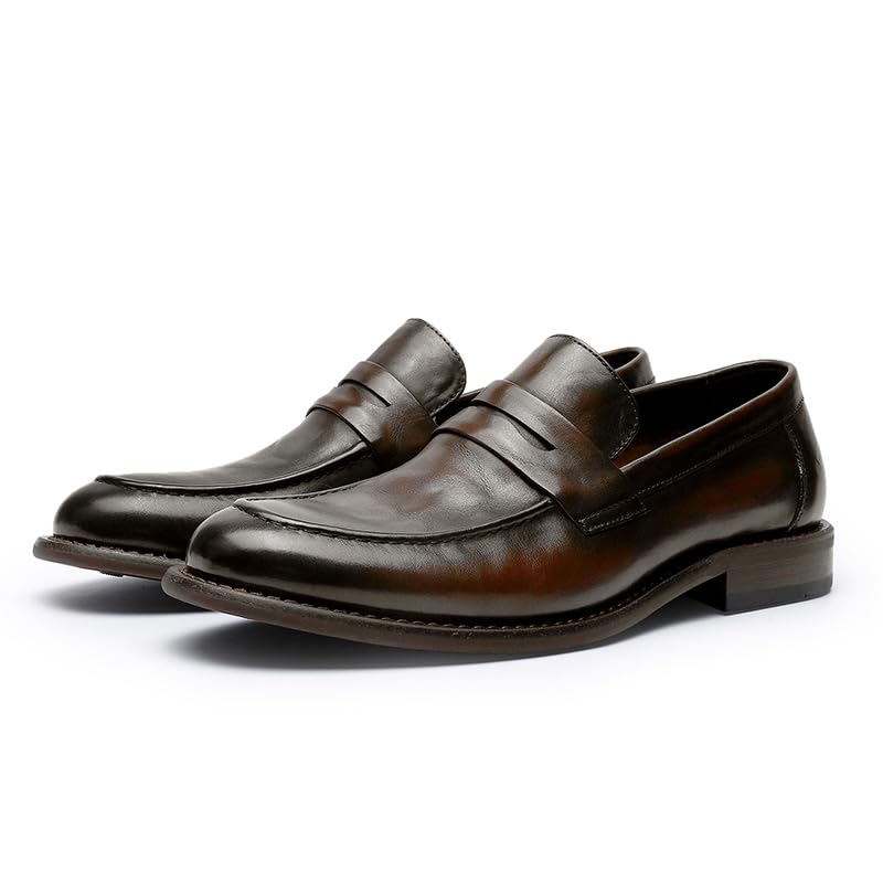 Image of Men's Slip-On Oxfords, Leather Dress Shoes for Business