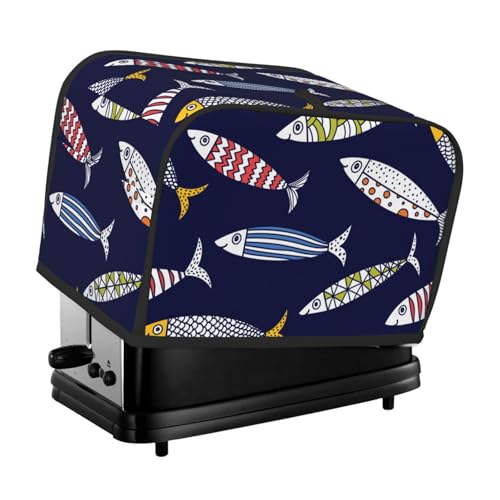 Funda para tostadora de 2 rebanadas con bolsillos, cubierta de tostadora de pescado estilo bohemio para cocina, accesorios de tostadora de 2 rebanadas para mujer