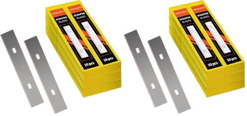 Image of 4 inch Scraper Blades 60 pcs Replacement Stainless Steel Razor Blade for Scraper to Remove Wallpaper Adhesive Vinyls (Pack of 2)