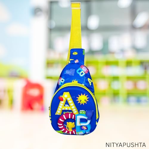 Image of Kids Small Cartoon Design Sling Crossbody Shoulder Bag for Boys & Girls, School Travel & Casual Backpack with Adjustable Strap for Children & Toddlers