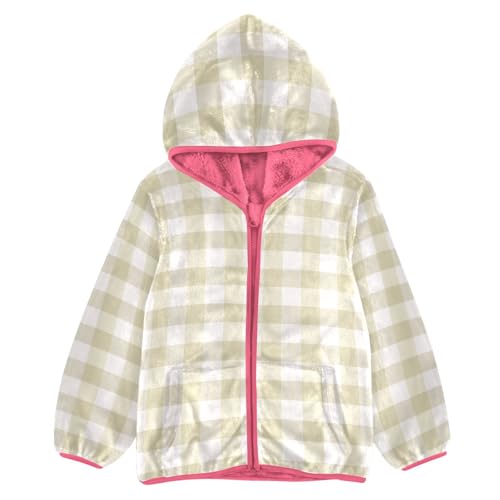 GuoChe Beige Plaid Boys Fleece Jacket