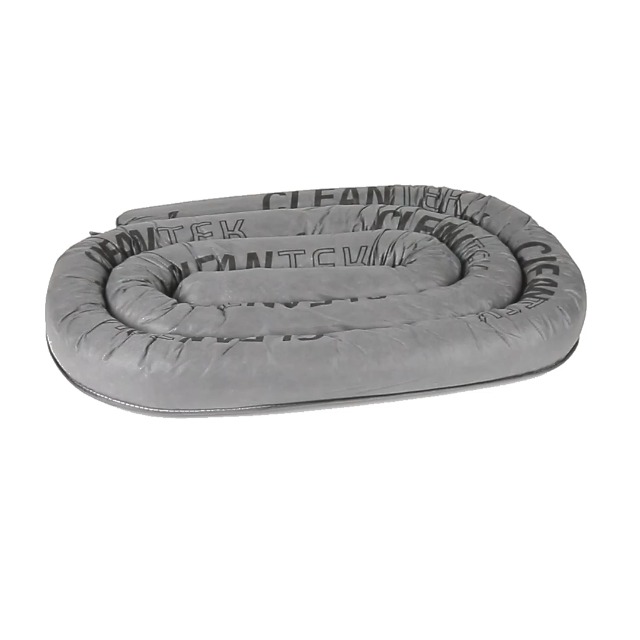 Image of Restaurantware Absorbent Sock 1 Pack of 3 inch x 144 inch Heavy Duty Water Absorbing Snake Non-Flammable Gray Polypropylene Oil Spill Barriers for Chemical Fluids, Industrial Cleanup, Garages, Labs