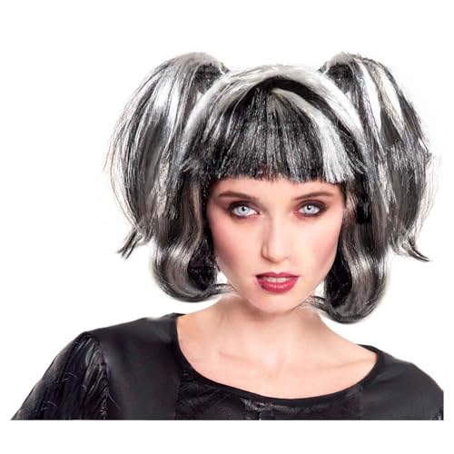 AC - Peluca de Bruja con Coletas - Fabricado en Fibra sintetica - Complemento para disfraces de Carnaval y Halloween - Talla Unica
