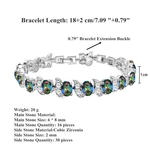 Image of LMXXVJ Fashion Tennis Bracelet Created Emerald White Gold Plated Charm Bracelet Gifts Jewelry for Women