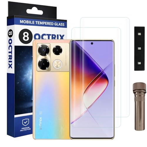 Image of Curved UV Tempered Glass Screen Protector for Infinix Note 40 Pro Plus | Transparent | Pack of 2 | Full Screen Coverage with UV Installation Kit