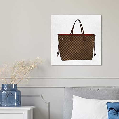 The Oliver Gal Artist Co. Fashion and Glam Wall Art Canvas Prints 'Royal Handbag Chocolate' Home Décor, 36 in x 36 in, Brown, White