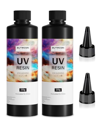 ButiResin レジン液 500g UVレジン液 大容量 ハードタイプ UV‐LED対応 高い透明度 急速硬化 黄変なし 低刺激 DIY レジンアート