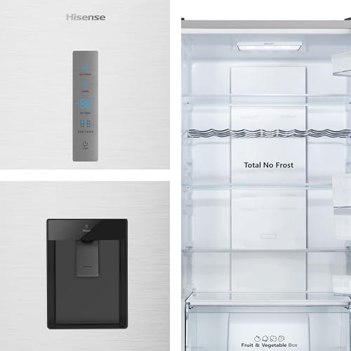 Hisense RB3N300NMCC Kühl-Gefrierkombination/Freistehend/EEK: C /39dB/304 Liter/Total No Frost/Wasserspender/Tür Alarm/LED Display/Weinregal/Türanschlag wechselbar/HxBxT:186x59,5x59 cm/Grau – Bild 5