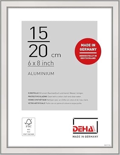 DEHA Design marco de fotos, 15 x 20 cm, Aluminio, Plata brillante, Marco de fotospara colocaren formato vertical y apaisado, vidrio sintético irrompible, Boston | Ya disponible en tu tienda friki favorita! En mundofriki.es!