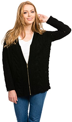 Citizen Cashmere Long Sleeve Cardigan Sweater for Women - Zipper Cardigan (2XL, Black) 41 166WC-02-05