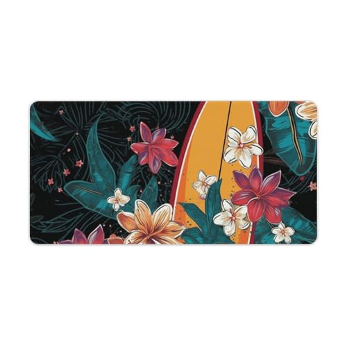 Tapis de souris XXL étanche et antidérapant à motif fleuri pour le bureau