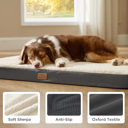 Bedsure Dog Beds Large Sized Dog - Comfy Flat Pet Beds with Removable Washable Cover, Orthopedic Egg Crate Foam Puppy Mat, Suitable for Pet Up to 65 lbs by Bedsure - Image 4