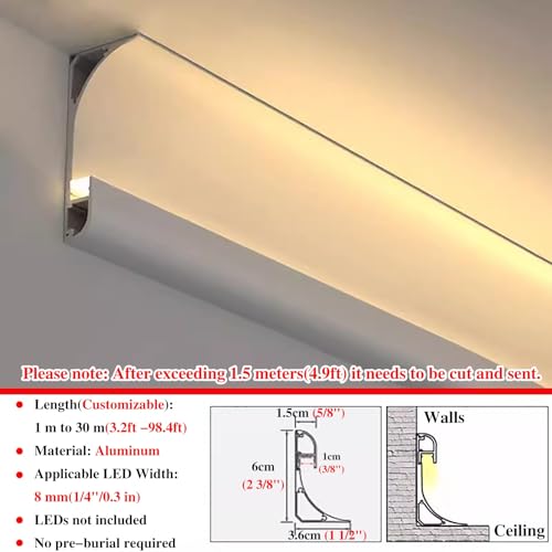 Moulure de plafond pour ruban LED pour masquer les angles et fils