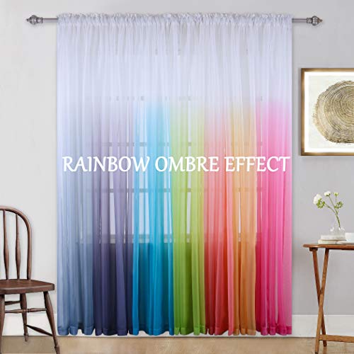 KEQIAOSUOCAI Gradient Curtains Light Purple Ombre Semi Sheer Curtain Girls Bedroom Curtain Panel Drapes Voiles for WindowsLiving RoomKids RoomCloset Set of 2 Panels 95 Inches Lavender