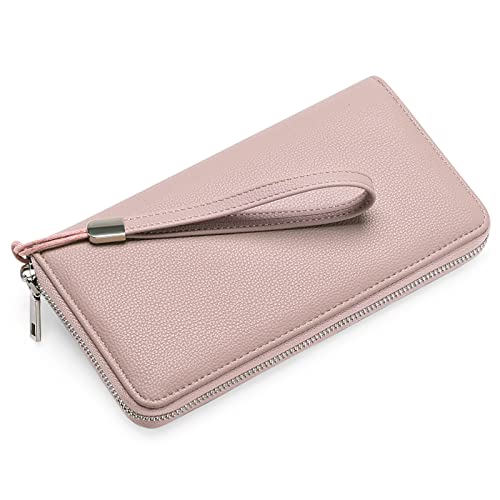 Goiacii Womens Wallet Rfid Blocking Leather Zip Around Wallet Large Capacity Long Purse Credit Card Clutch Wristlet #TOP6