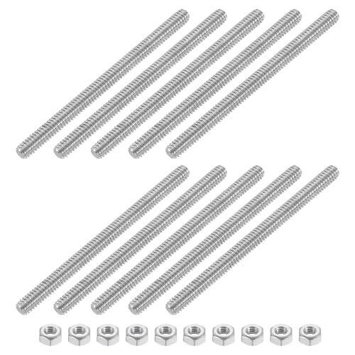 QUARKZMAN 1/4-20 Vollständig Gewindestange, 10 Stück 304 Edelstahl Langgewindeschraube 3,5 Länge Rechtsgewinde für Möbelmontage Befestigung