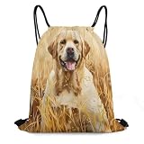 Sacca con Coulisse Happy Labrador Retriever Zaino per Bambini Multifunzione Impermeabile Coulisse Tasche, per Donna, Compleanno, Uomo, 36x42cm