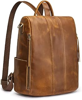 S-ZONE Women Soft Leather Backpack Anti-theft Purse Ladies Waterproof Rucksack School Bag