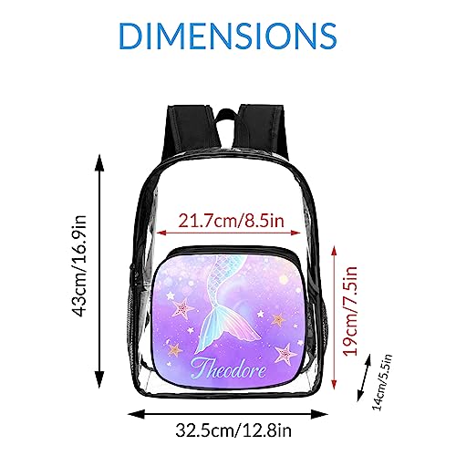 Amlion Custom Clear Backpack with Name Personalized Transparent Backpacks,Customized Logo Photo Clear PVC Backpacks Heavy Duty for College Workplace Travel Sports(Black Photo)3