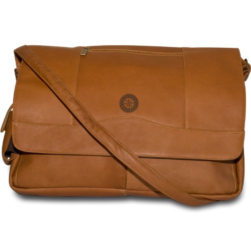 MLB Seattle Mariners Tan Leather Laptop Messenger Bag