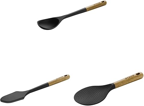 STAUB Espátula de silicona y cuchara de arroz, perfecta para recoger lados y servir guisos y arroz, 8.75 x 3 x 0.75 pulgadas