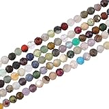 arricraft 5 Strands Natural Stone Beads, 3mm Faceted Gemstone Loose Beads Colorful Round Genuine...