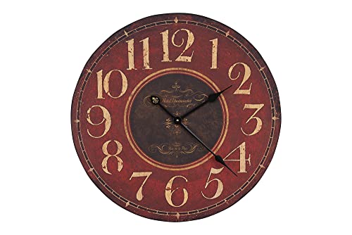 Creative Co-Op Wooden Wall Clock, Red