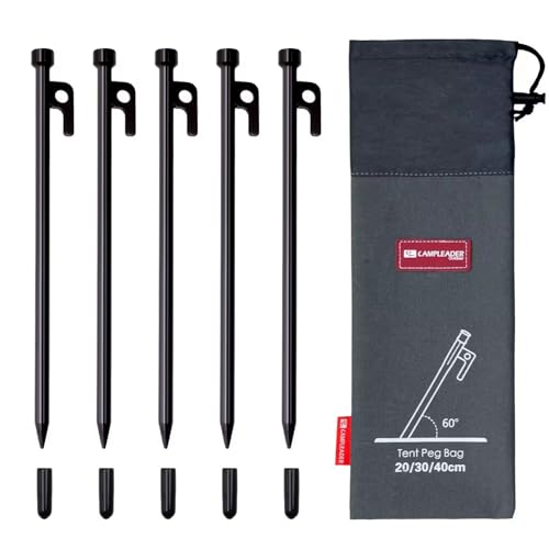 鍛造ペグ 30cm 20cm 25cm キャンプ テント タープ ソリッドステーク S45Cスチール 5本/6本/8本/10本/12本/16本 電着塗装 収納袋&キャップ付き 砂利 硬い土 砂浜 草地用等対応 鍛造ペグ 30cm 5本