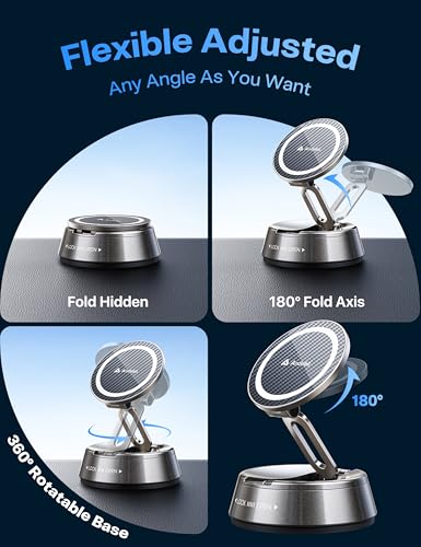 Image of andobil 2026 Upgrade for Magsafe Car Mount [Strongest Suction & Magnet] Vacuum Magnetic Phone Holder for Car 360 Adjustable Car Cell Phone Holder Mount for iPhone 17 Pro Max 16 /15 /14 /13 /12