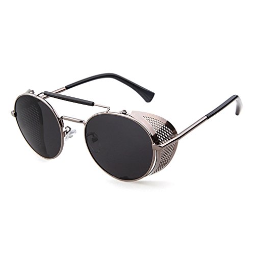 Sunglasses Side Shield Steampunk Vintage Cool UV Protection Round Glasses For Women&Men