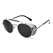 LOMOL Retro Steampunk Rock Metal Frame Personality UV Protection Round Sunglasses For Women&Men(C3)