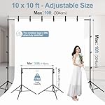EMART 10x10FT Backdrop Stand, Photo Studio Back Drop Adjustable Stand with 6 Backdrop Clamps,2 Sandbags and Carry Bag,Heavy Duty Background Support System Kit for Photography,Parties,Wedding,Video - Image 3