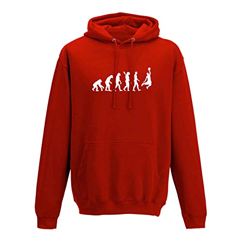 Hoodie Evolution Basketball Dunking Sport Jordan NBA 10 Farben Herren XS - 5XL DBB Alba Brose 46ers Olympia Bulls Celtics Spurs, Größe:3XL, Farbe:rot - Logo Weiss