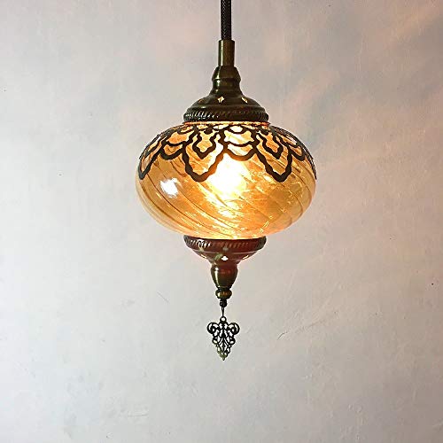 Plafonnier Retro Wave pour café, suspension design Mid Century Eclipse en verre et acier
