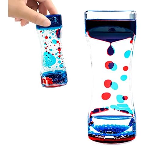 OCTTN Liquid Motion Bubbler Timer Sensory Toys for Relaxation, Water Timer Fidget Toy for All Age, Motion Bubble Toy Sensory Play for Office Home (Red & Blue, 1 Pack) Cover